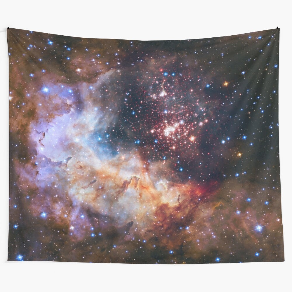 Celestial fireworks tapestry featuring the star cluster Westerlund 2 in the Milky Way galaxy