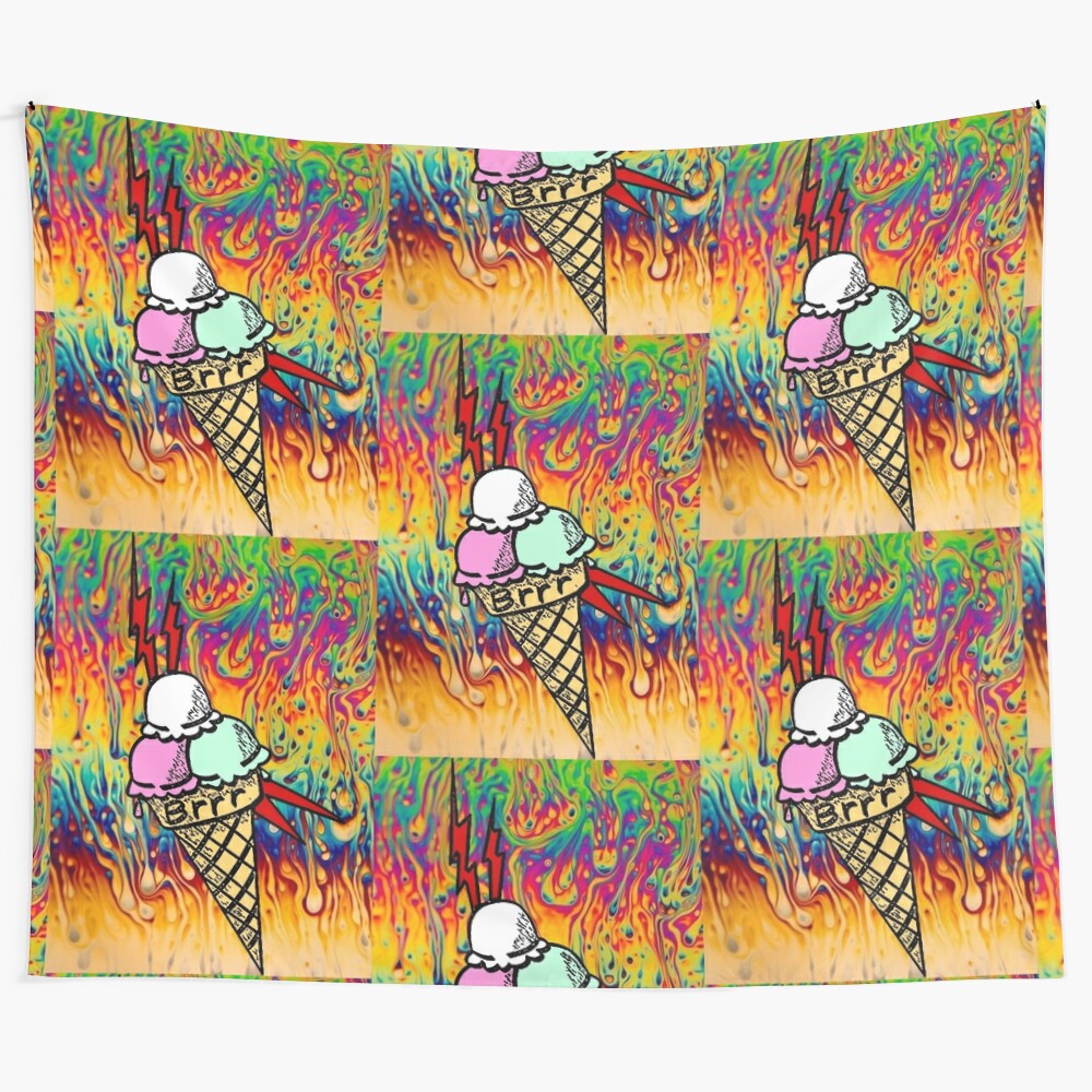 Trippy surreal abstract tapestry featuring a psychedelic design inspired by the rapper Gucci Mane