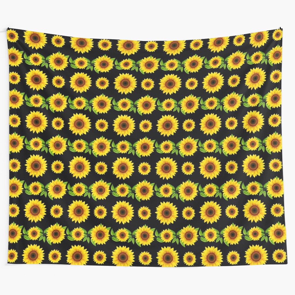 Sunflower tapestry with yellow and black floral design