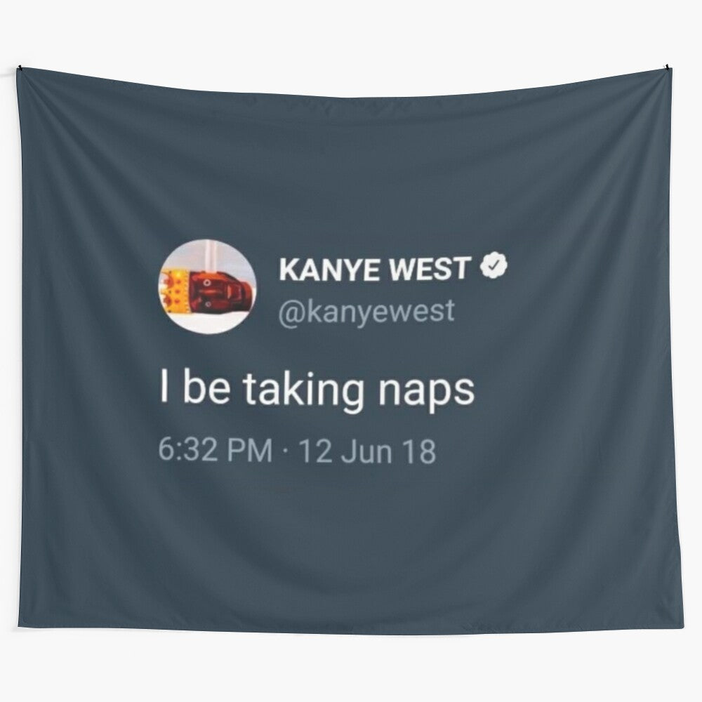 Twitter-themed tapestry featuring a funny napping design