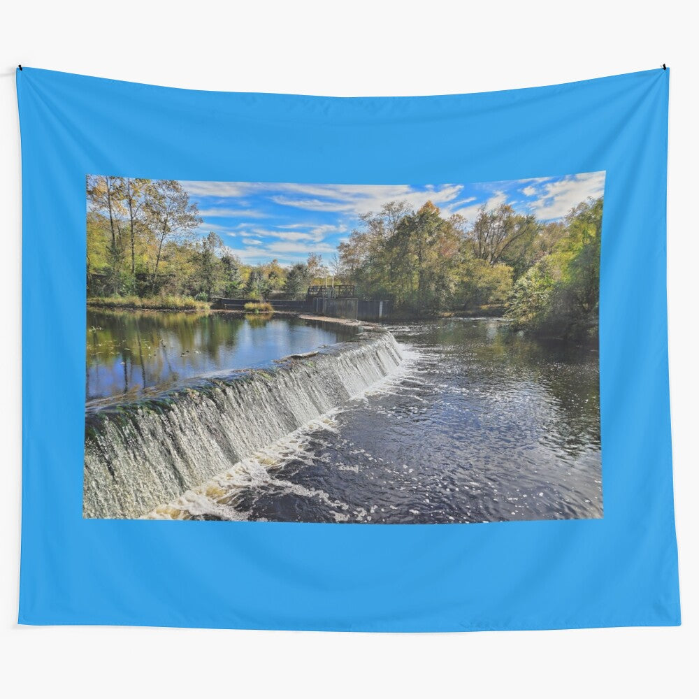 Scenic autumn landscape of Smithville Park with Rancocas Creek