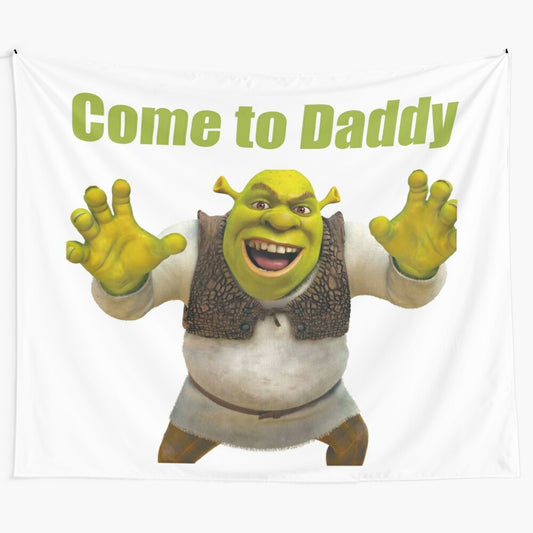 Shrek-themed tapestry featuring a dank meme