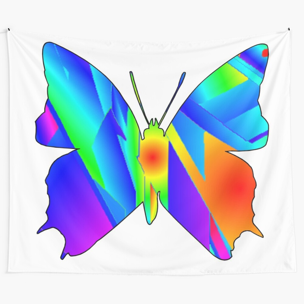 Colorful butterfly tapestry with abstract, floral, and nature inspired design