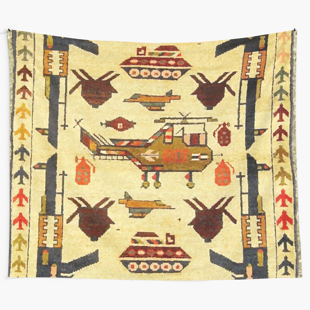 Vintage boho tribal Afghan war retro tapestry wall hanging