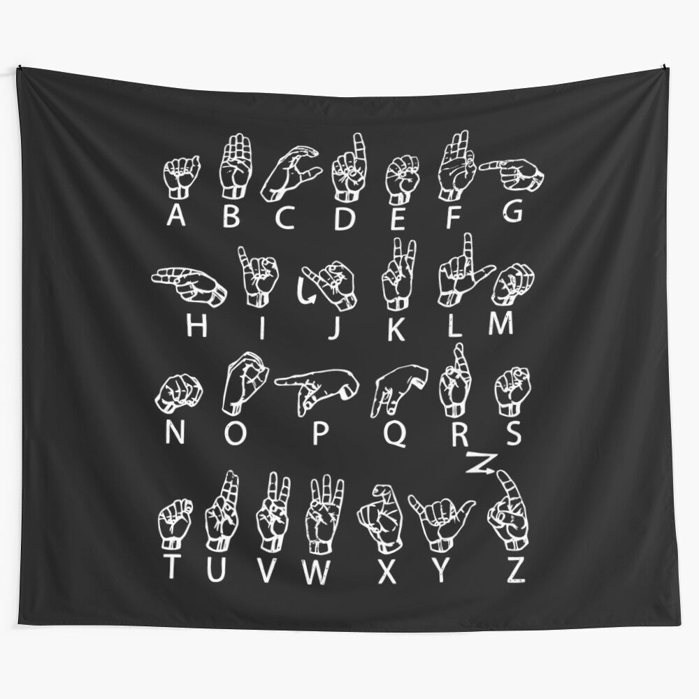 Astronomy-themed ASL American Sign Language tapestry