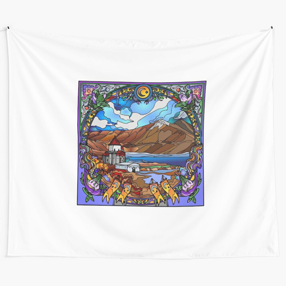 Scenic places inspired abstract tapestry wall hanging