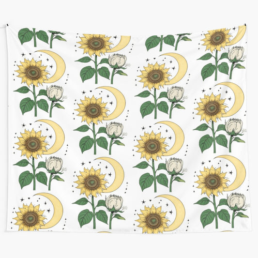 Sunflower tapestry wall hanging with a vibrant field of yellow flowers