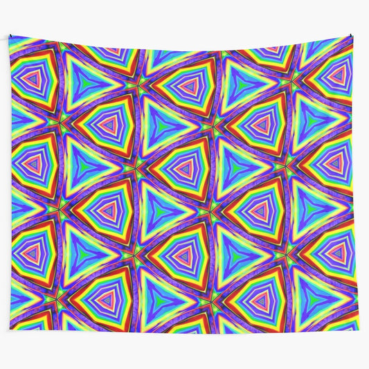 Vibrant rainbow snowflake tapestry for psychedelic home decor