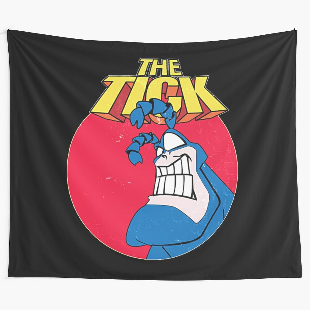 Vintage-style "The Tick" superhero tapestry with retro comic book art