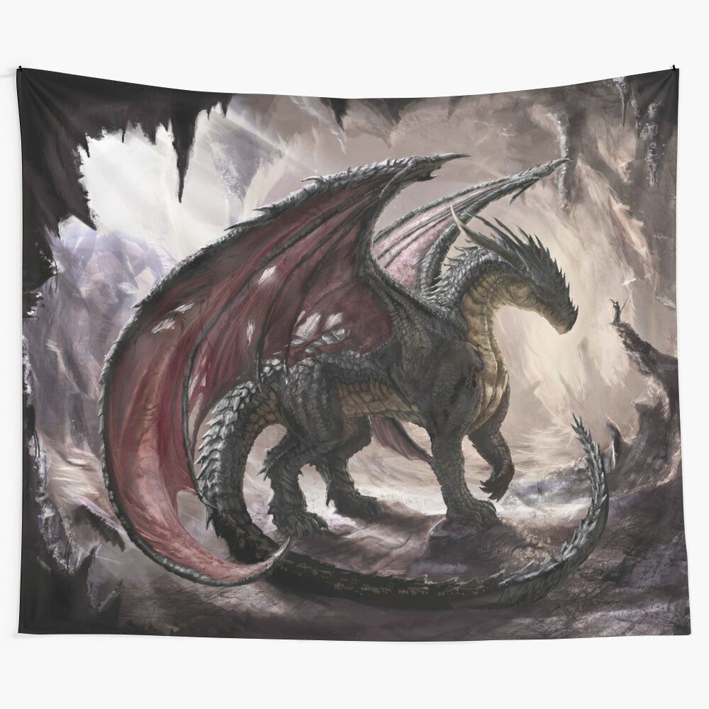 Stunning blue dragon tapestry with mystical fantasy art design