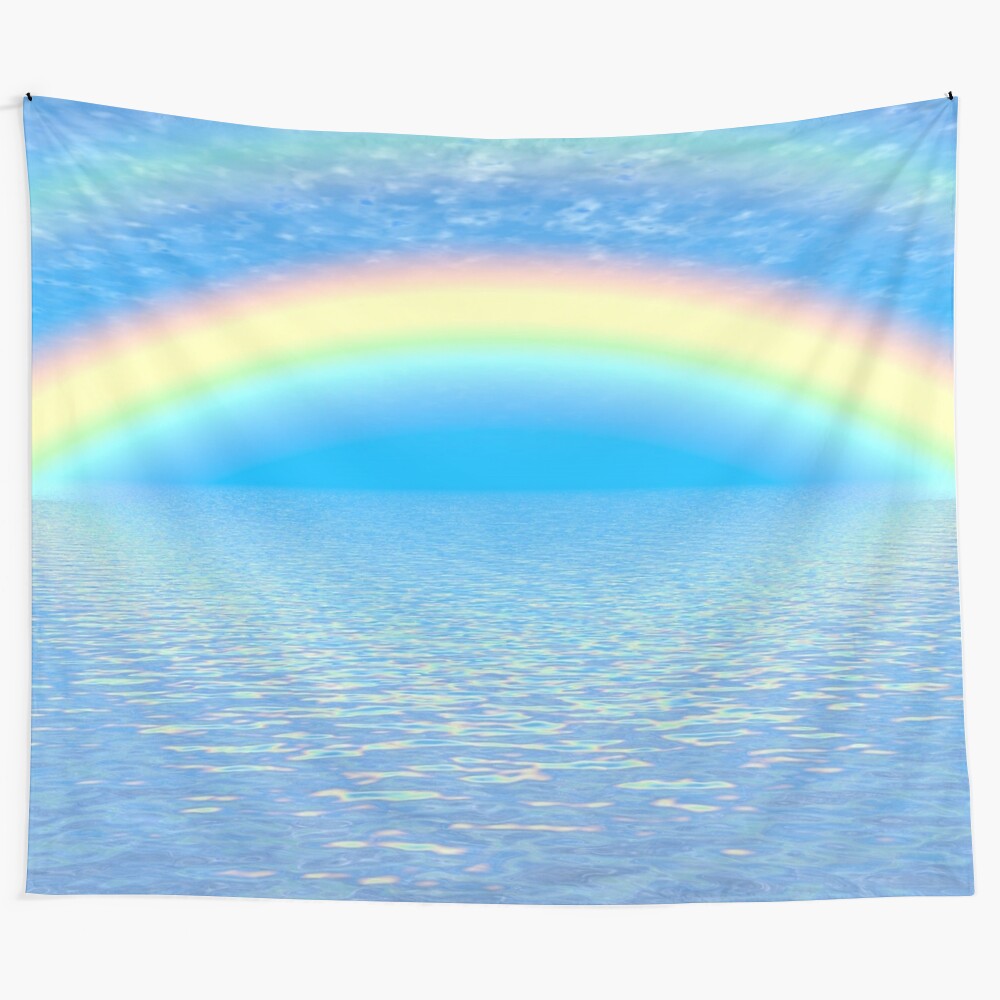 Colorful abstract rainbow tapestry with vibrant patterns