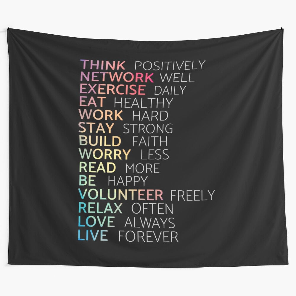 Positive mindset lifestyle motivational quote tapestry