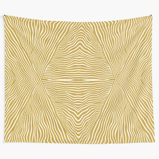 Boho Tapestry with African Mud Cloth Striped Pattern in Yellow and White