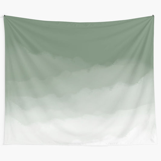 Sage green watercolor ombre tapestry wall hanging