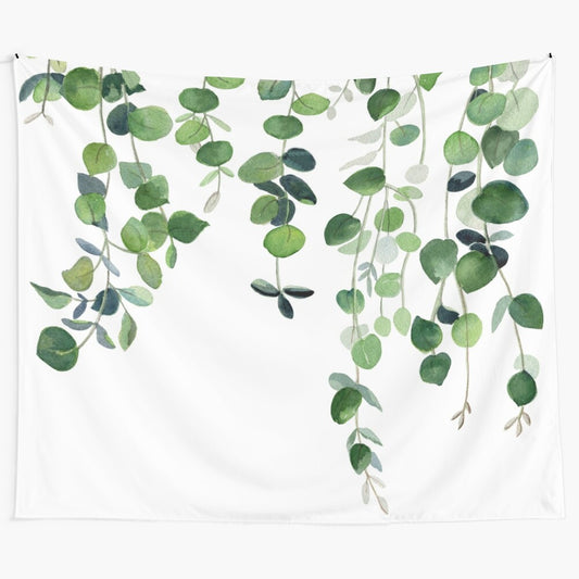 Eucalyptus watercolor leaves and branches tapestry artwork