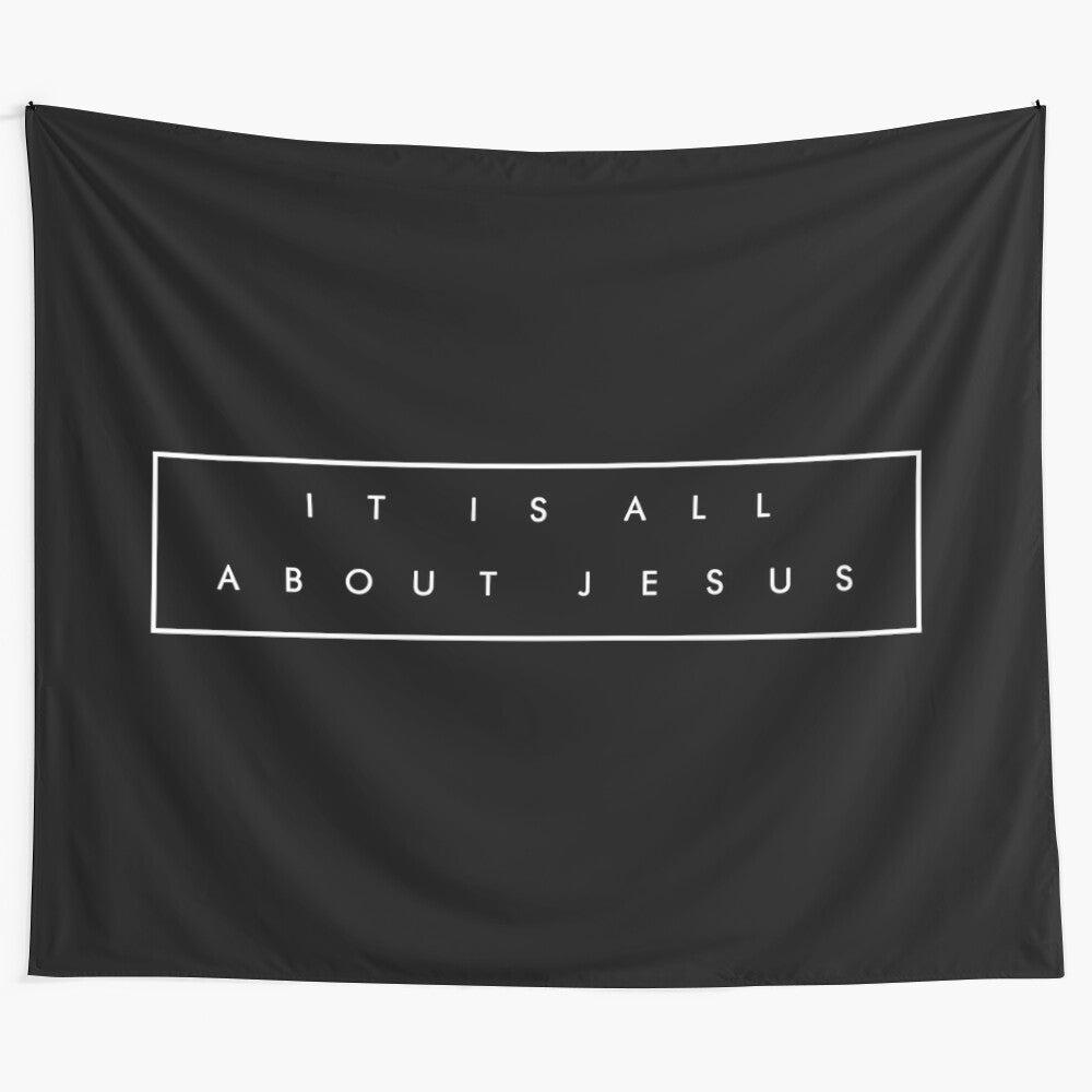 Elegant black and white Christian quote wall tapestry