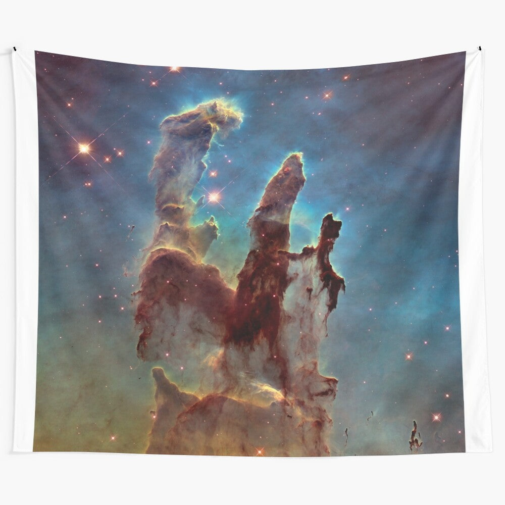 Vibrant galaxy nebula tapestry with Pillars of Creation