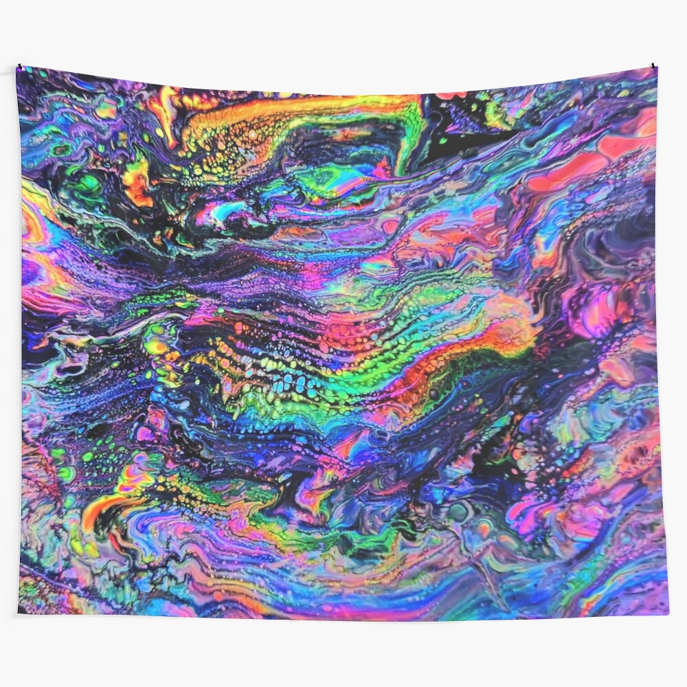 Colorful and trippy galactic drip tapestry with abstract space and cosmic design