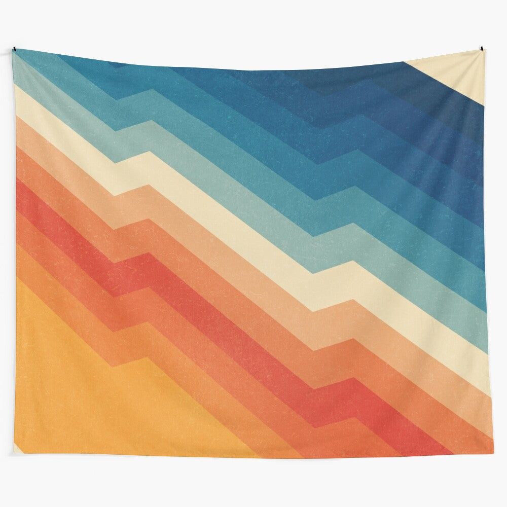 Contemporary Barricade Tapestry with Bright, Geometric Patterns