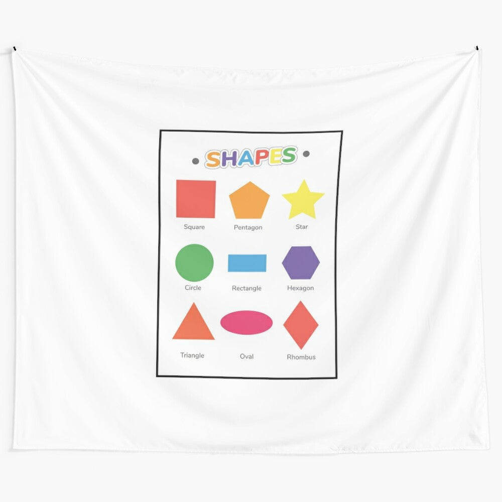 Educational tapestry with colorful shapes and alphabet for kids