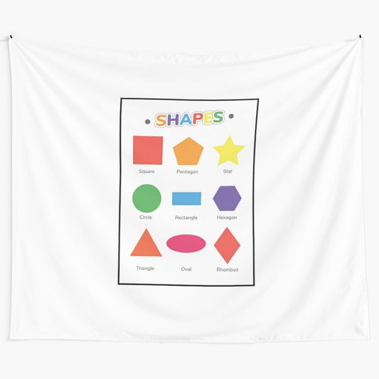 Educational tapestry with colorful shapes and alphabet for kids