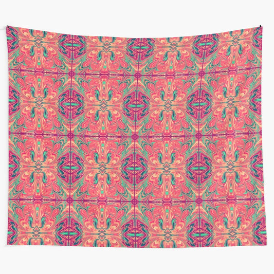 Colorful indie mandala tapestry with abstract, geometric design