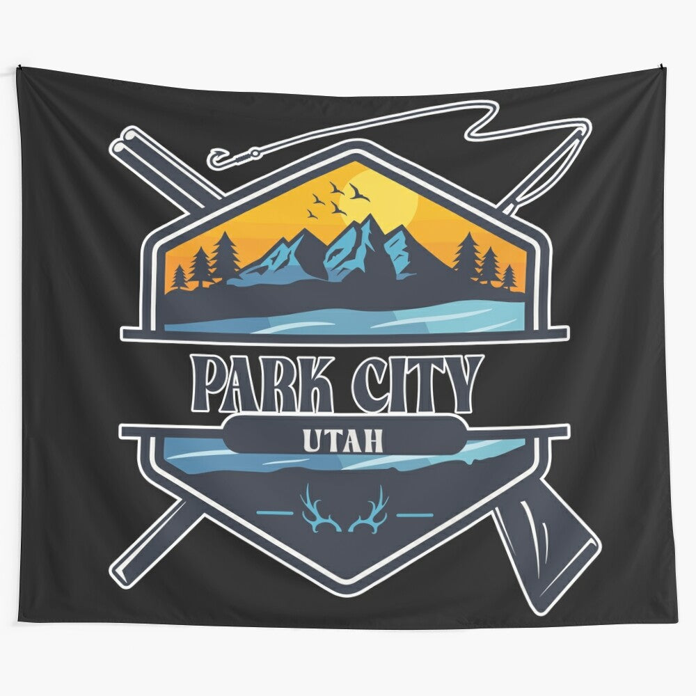 Park City Utah themed tapestry wall art