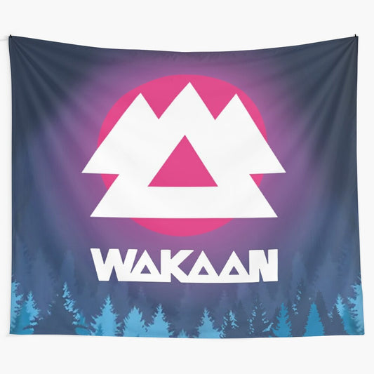 Psychedelic Wakaan tapestry featuring abstract, trippy, and hallucinogenic designs