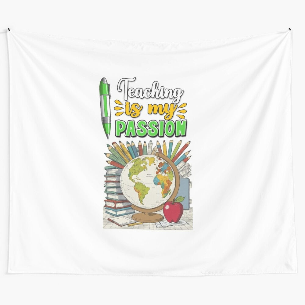 Positive affirmations tapestry with floral design and "Teaching is my passion" text