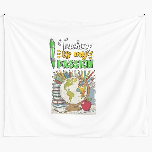 Positive affirmations tapestry with floral design and "Teaching is my passion" text