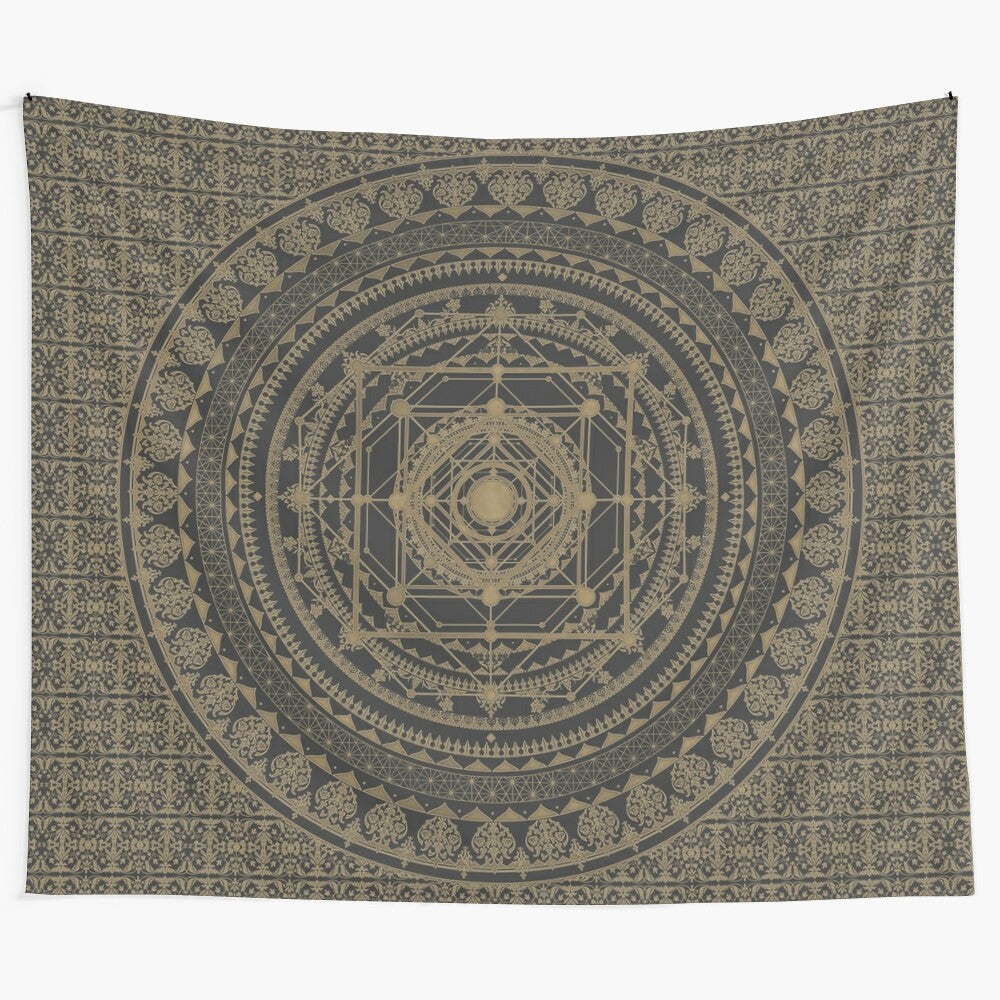 Celestial Steampunk Mandala Tapestry - Decorative Wall Art for Meditation and Spiritual Spaces