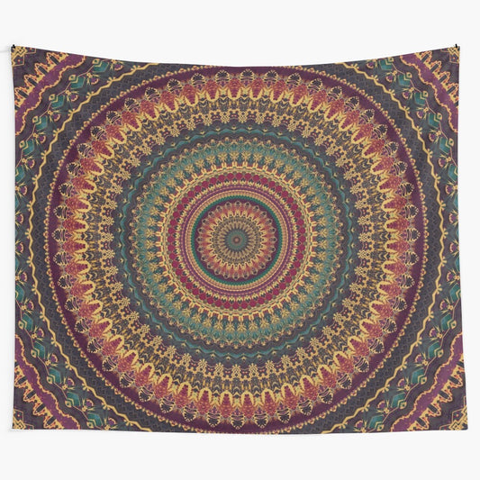 Colorful mandala design tapestry for bohemian home decor