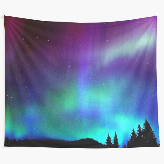 Breathtaking northern lights tapestry artwork depicting the stunning aurora borealis