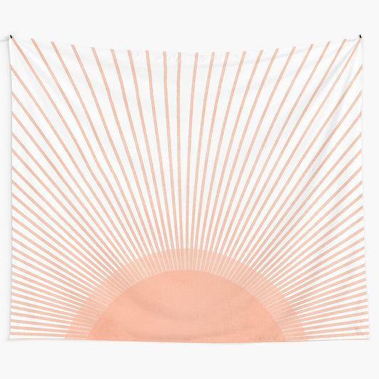 Sun rays tapestry with abstract, minimalist design in neutral colors