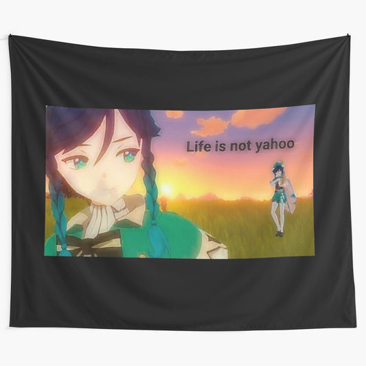 Genshin Impact Venti meme tapestry featuring the popular game character