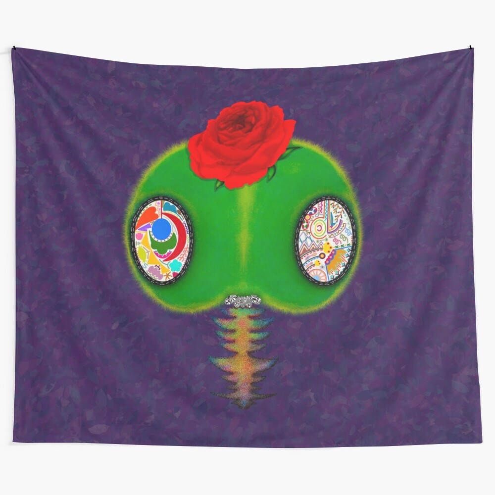 Kawaii rose style tapestry with cartoon floral design