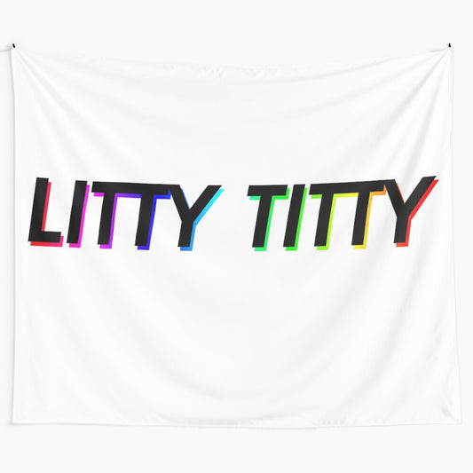 Colorful LITTY party-themed tapestry for college fun