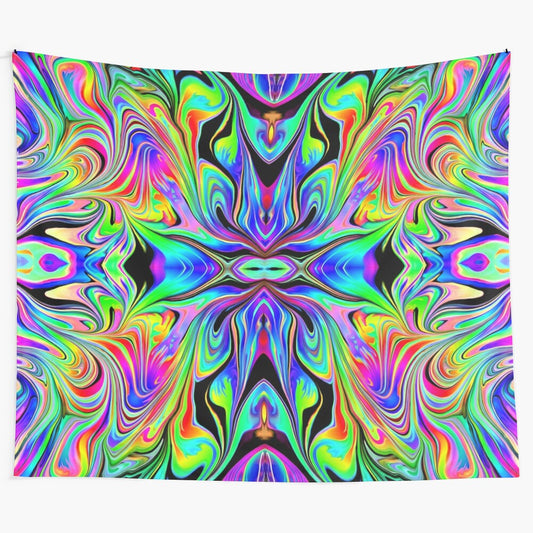 Colorful psychedelic mandala tapestry for modern home decor