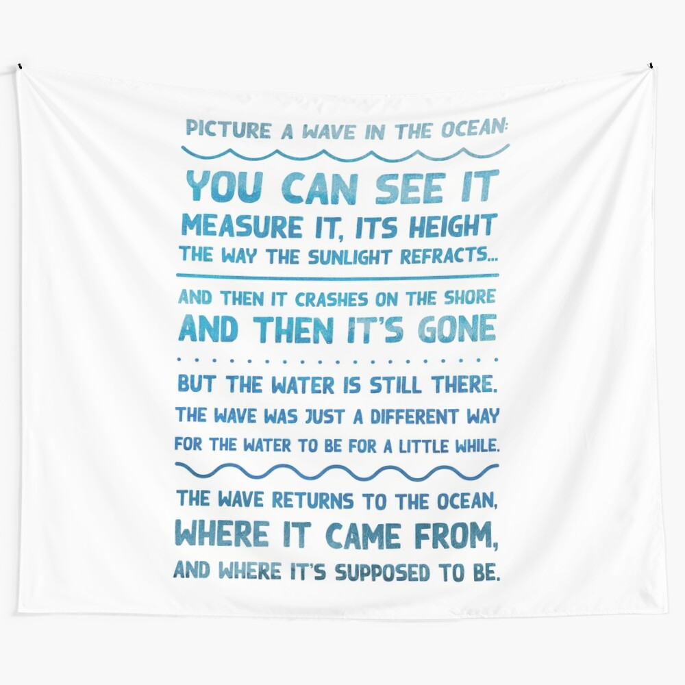 Tapestry featuring a wave design inspired by the TV show 'The Good Place'