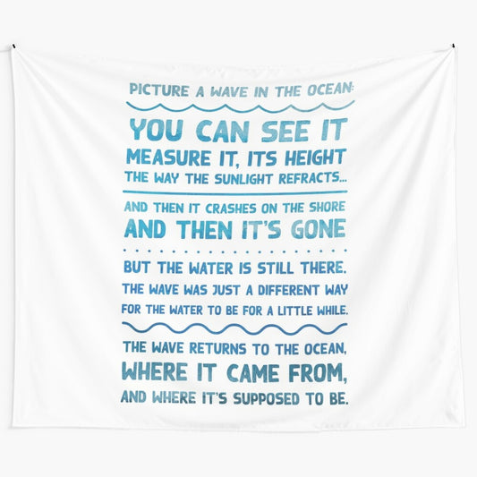 Tapestry featuring a wave design inspired by the TV show 'The Good Place'