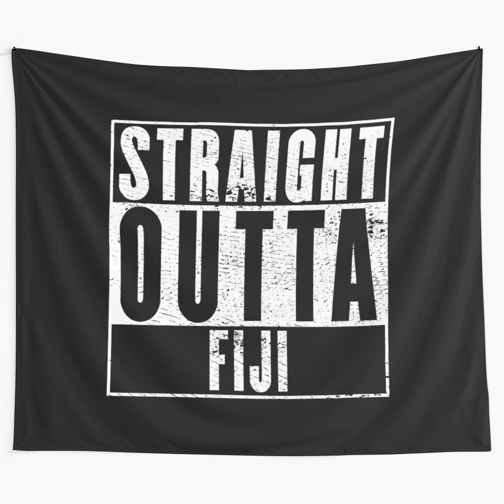 Straight Outta Fiji inspired tapestry featuring a distressed, geographical design