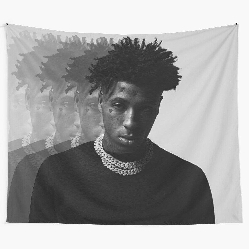 Youngboy Never Broke Again inspired tapestry with black and white design