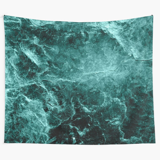 Enigmatic deep green marble tapestry with iridescent galaxy texture