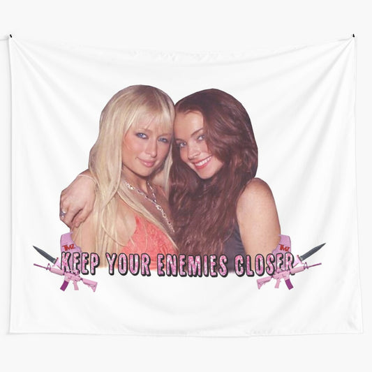 Tapestry featuring Paris Hilton and Lindsay Lohan, 2000s pop culture icons