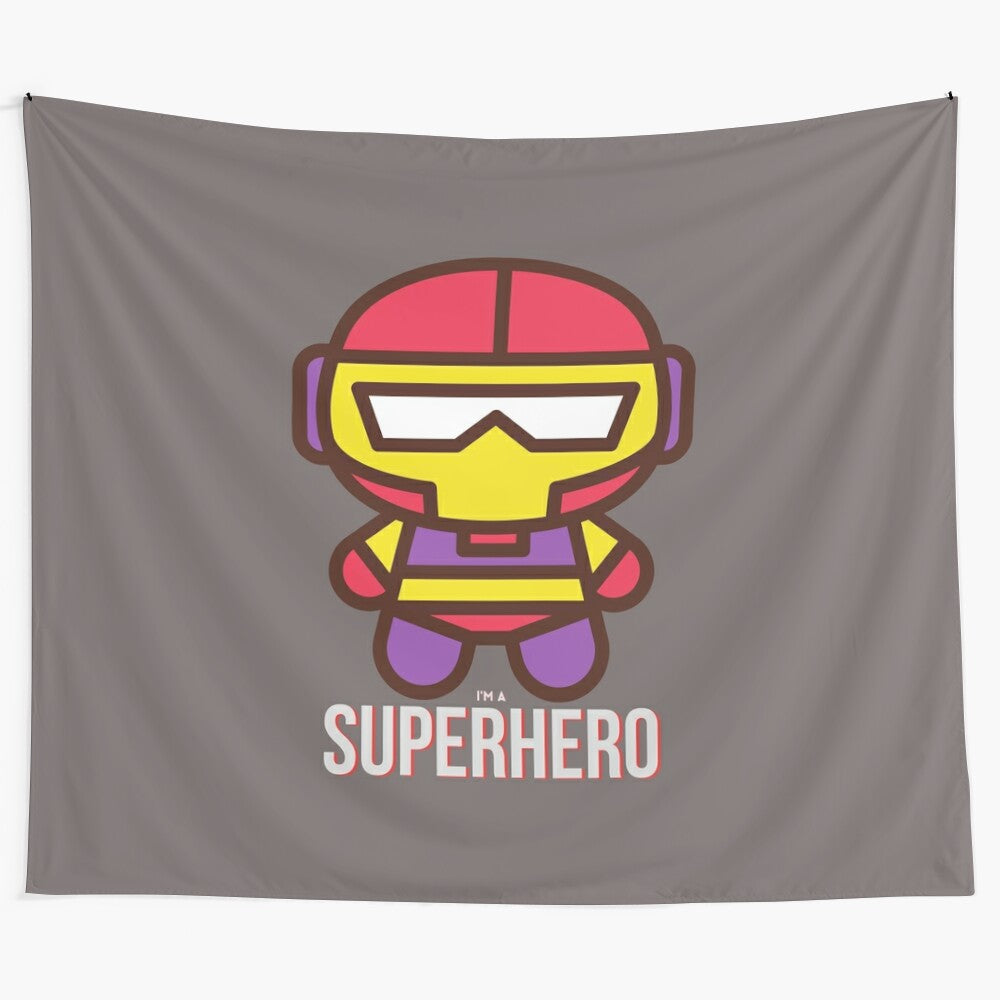 Vibrant superhero-themed tapestry wall hanging for kids