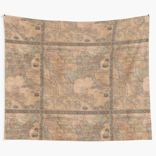 Vintage-inspired world map tapestry with antique geography and historical cartography