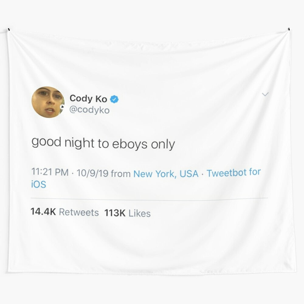 Cody Ko tweet inspired tapestry design