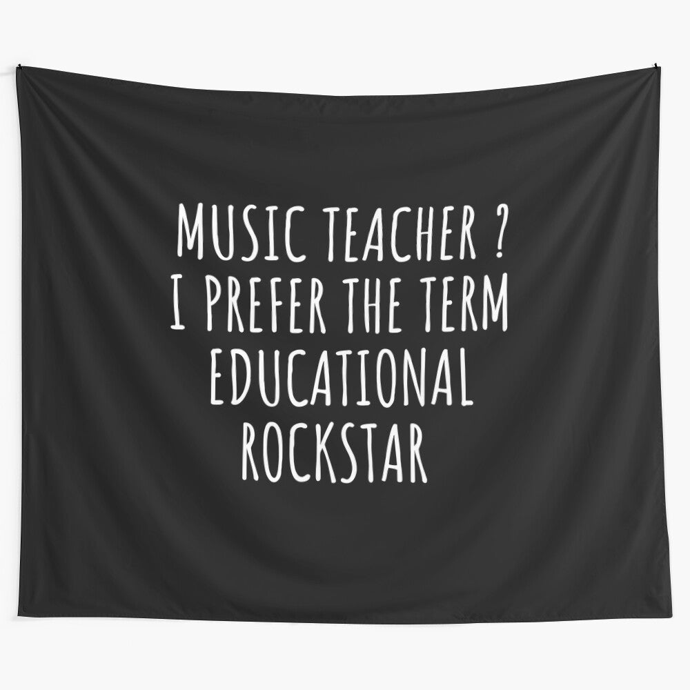 Funny music teacher tapestry featuring an educational rockstar musician