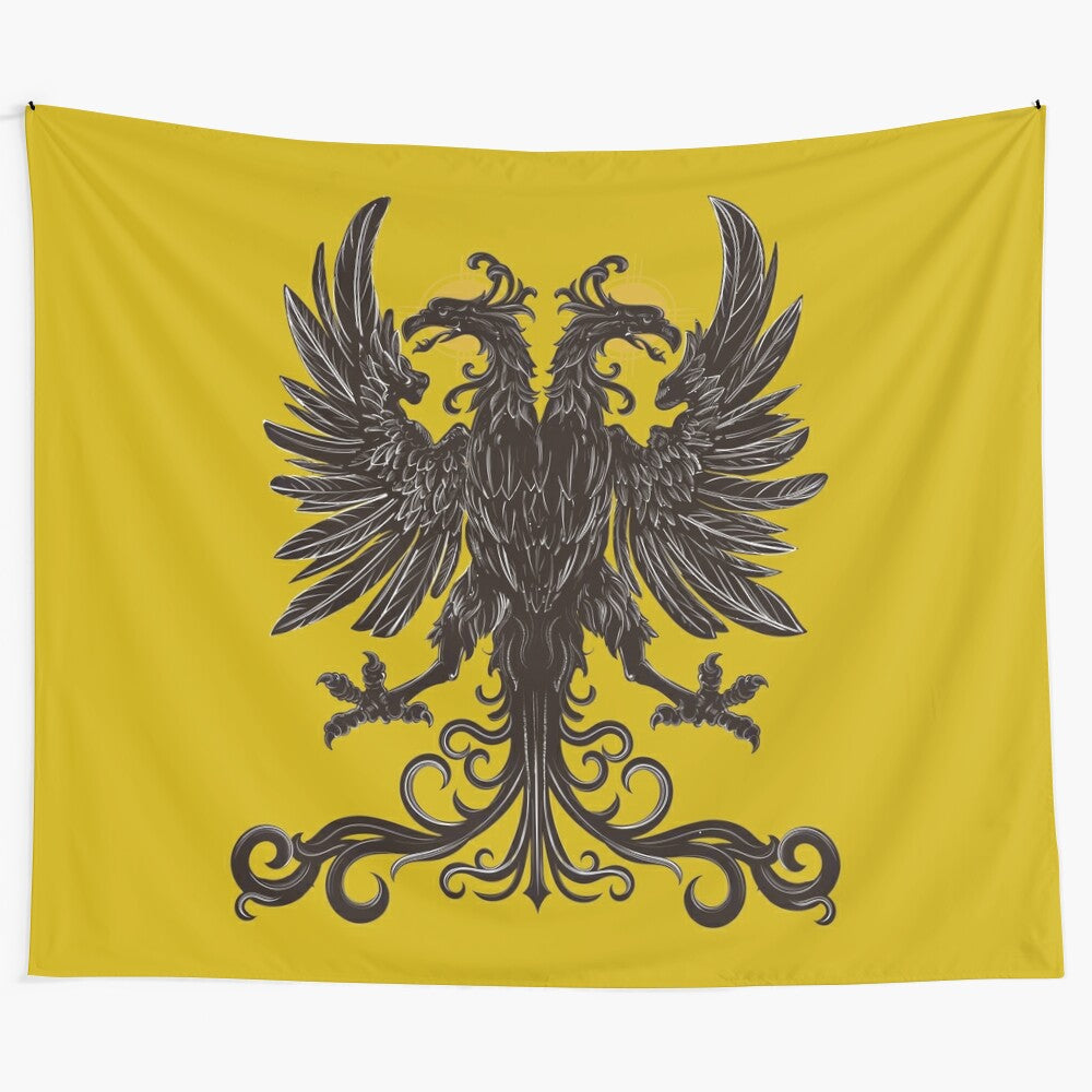 Double headed eagle tapestry depicting the iconic imperial symbol of the Holy Roman Empire