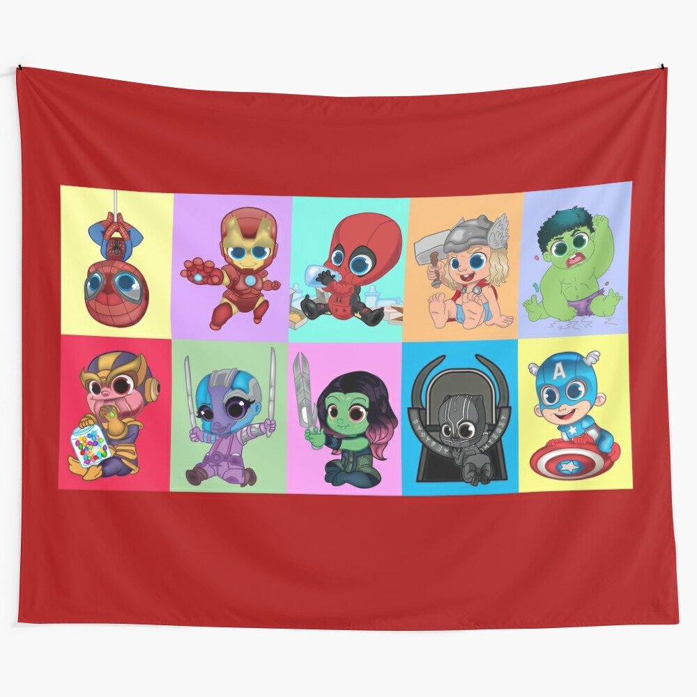 Superhero baby tapestry featuring cute and adorable infant heroes